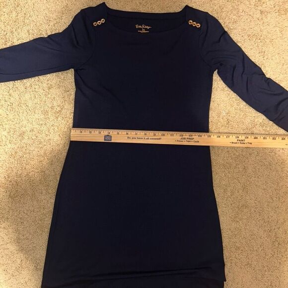 Lilly Pulitzer UPF 50+ Sophie Dress Navy Blue 3/4 sleeve gold button size XS - Picture 12 of 12